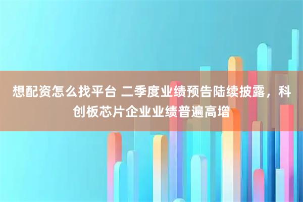 想配资怎么找平台 二季度业绩预告陆续披露，科创板芯片企业业绩普遍高增